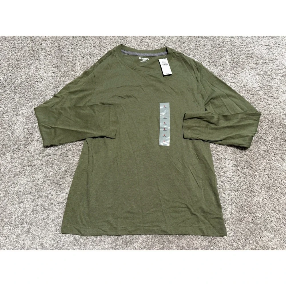 NWT Old Navy Boys Size L (10-12)  Green Color Long Sleeve Crew Neck